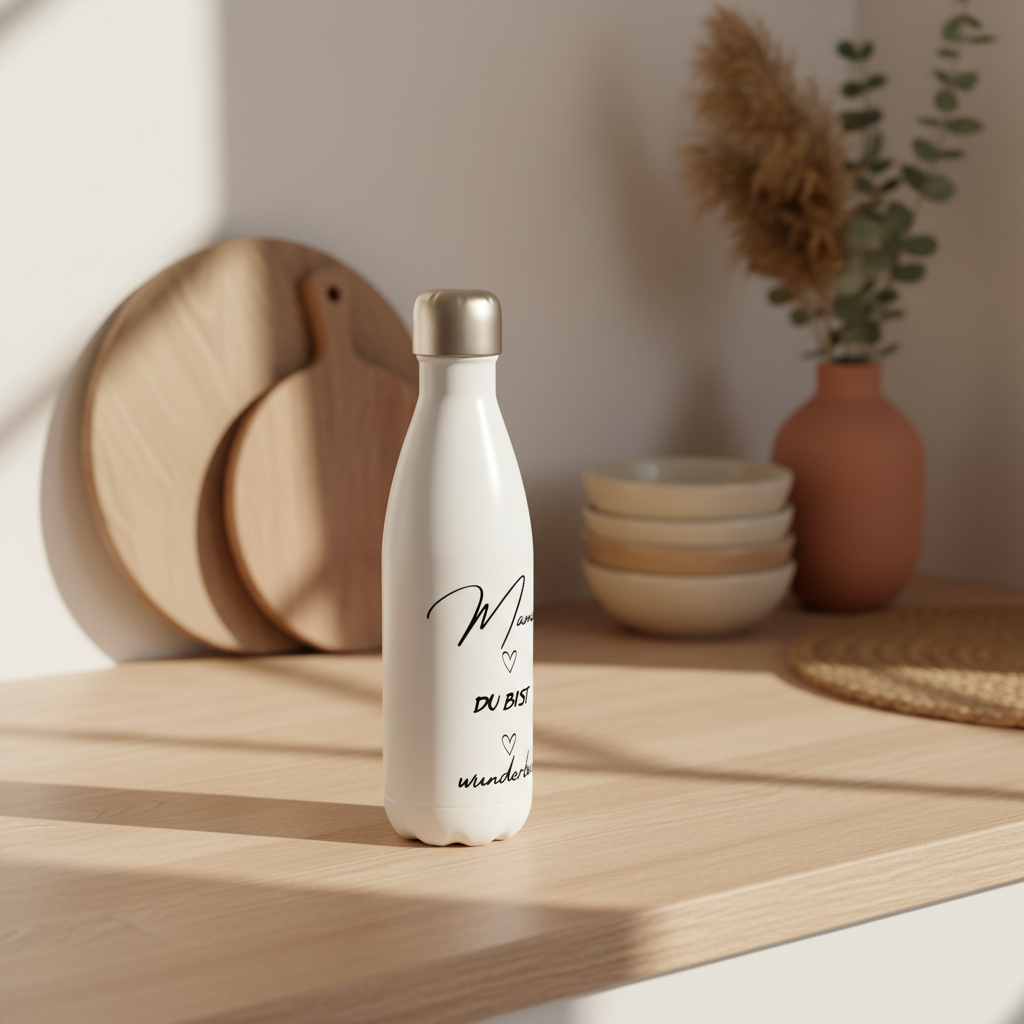 Thermoflasche „Mama du bist wunderbar“ – Liebevolles Geschenk für heiße & kalte Getränke