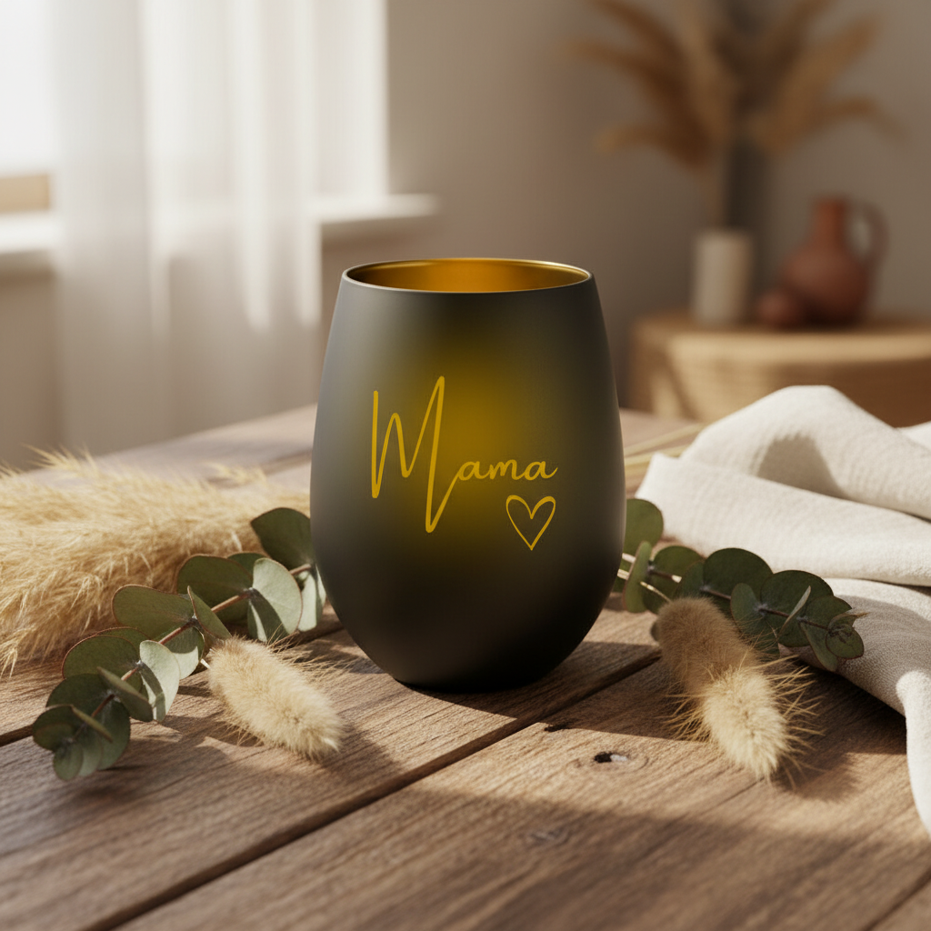 Windlicht „Mama“ – Goldenes Lichtgeschenk für Muttertag, Geburtstag & Weihnachten