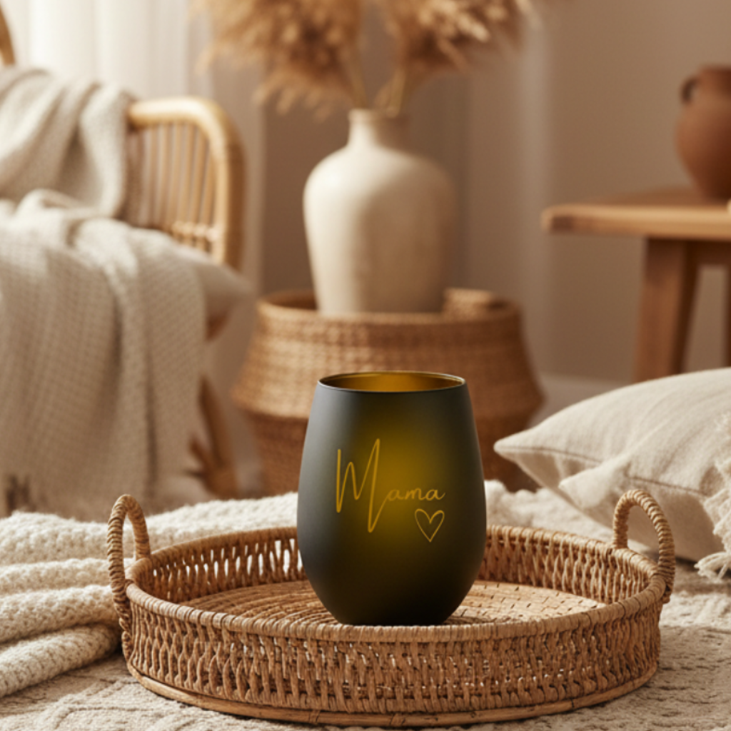Windlicht „Mama“ – Goldenes Lichtgeschenk für Muttertag, Geburtstag & Weihnachten