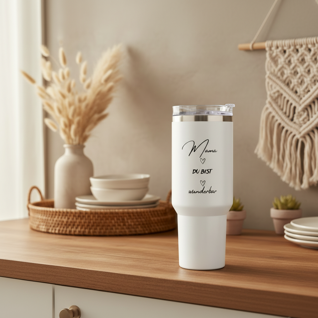 Edelstahl-Thermobecher „Mama du bist wunderbar“ – Perfektes Geschenk