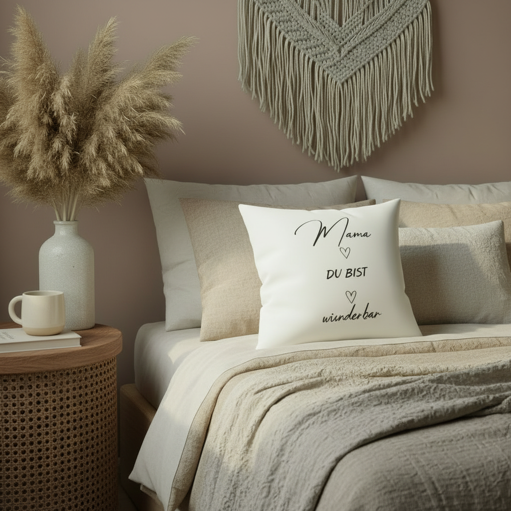 Kissen „Mama du bist wunderbar“ – Liebevoll und gemütlich für Sofa oder Bett