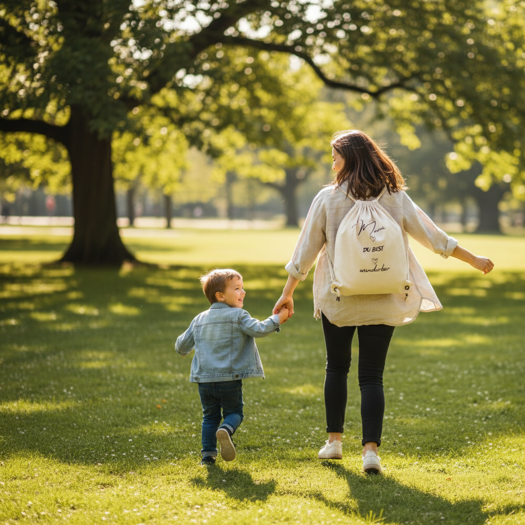 Turnbeutel „Mama du bist wunderbar“ – Liebevolles Geschenk für Muttertag & Geburtstag