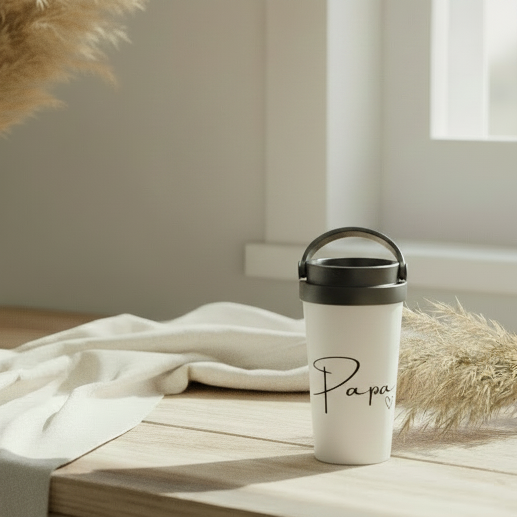 Edelstahl-Reisebecher „Papa“ – Liebevolles Geschenk für unterwegs