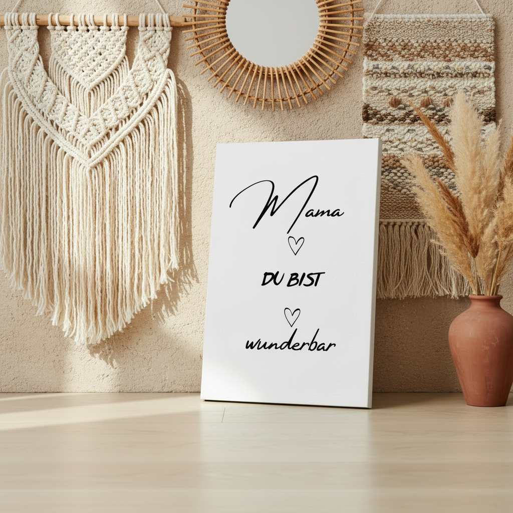 Wandbild „Mama du bist wunderbar" 40×60 cm – Premium Leinwand in Galeriequalität