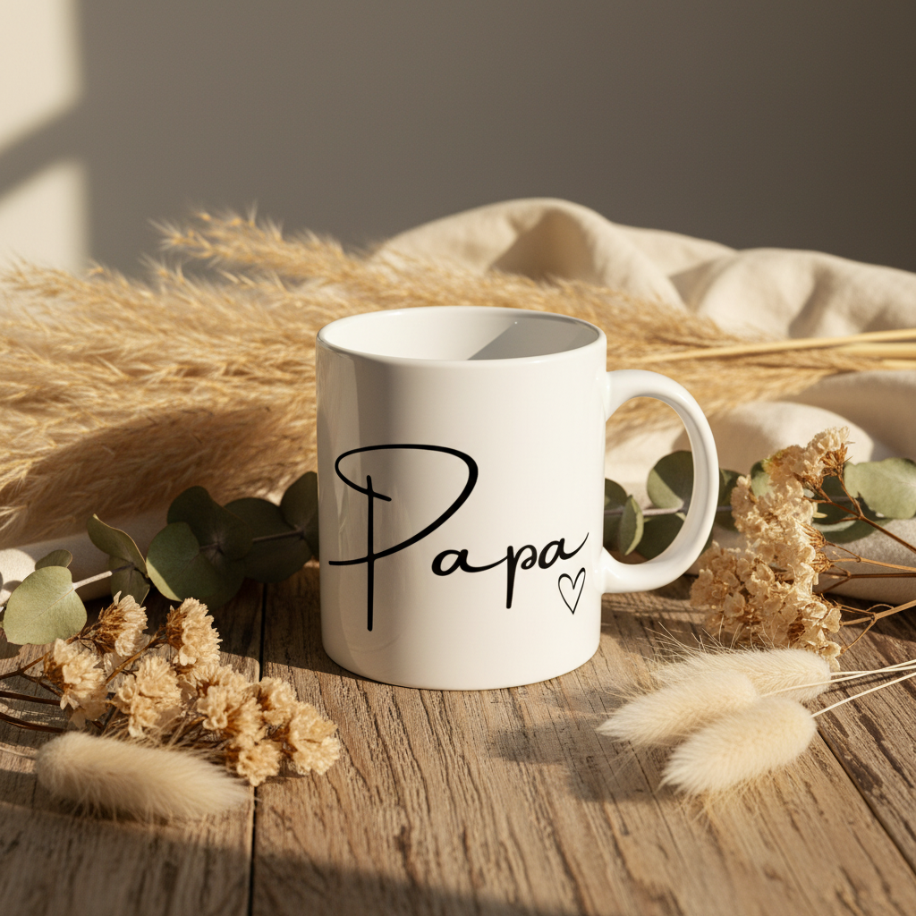 Keramiktasse „Papa“ – Liebevolles Geschenk für Vatertag & Geburtstag