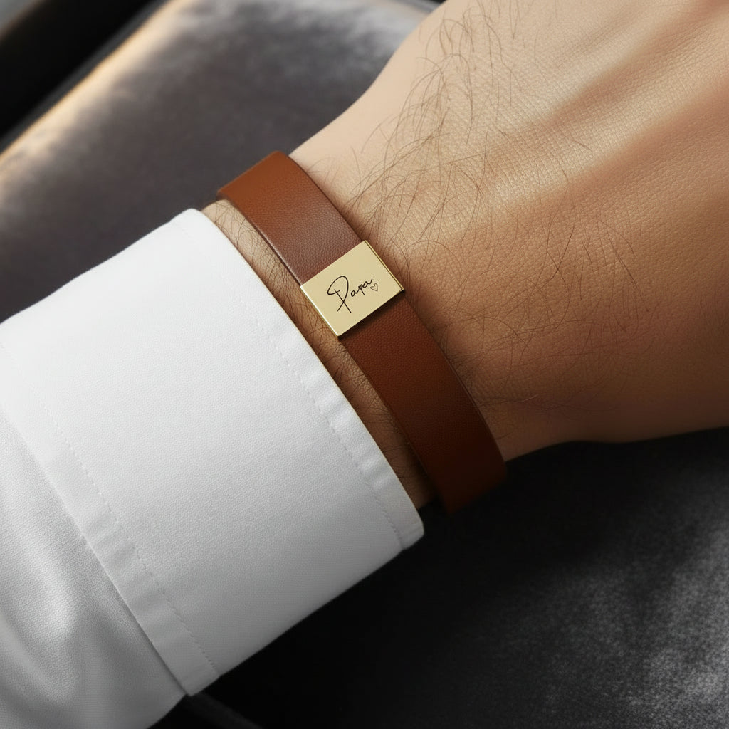 Premium Lederarmband „Papa“ – Stilvolles Geschenk für Männer
