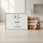 Klassisches Poster „Mama du bist wunderbar“ mit Holzrahmen – Elegantes Geschenk für Mama