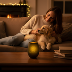 Frau mit Hund auf Sofa, Windlicht Beste Hundemama