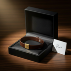 Papa Lederarmband Braun Gold – Premium Schmuckbox Geschenk