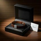 Papa Lederarmband Braun Silber – Premium Schmuckbox Geschenk