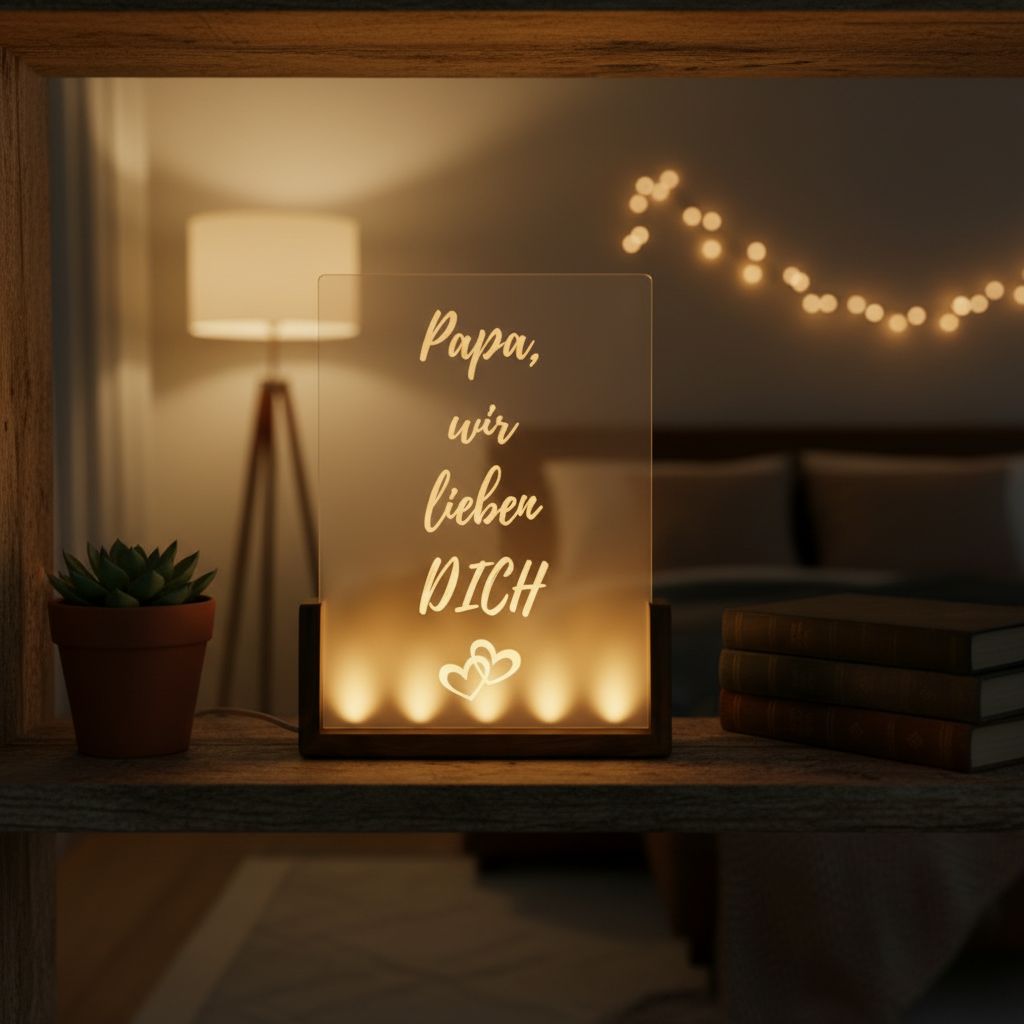 Papa, wir lieben dich – LED Acryl Aufsteller | Vatertag Geschenk für Papa
