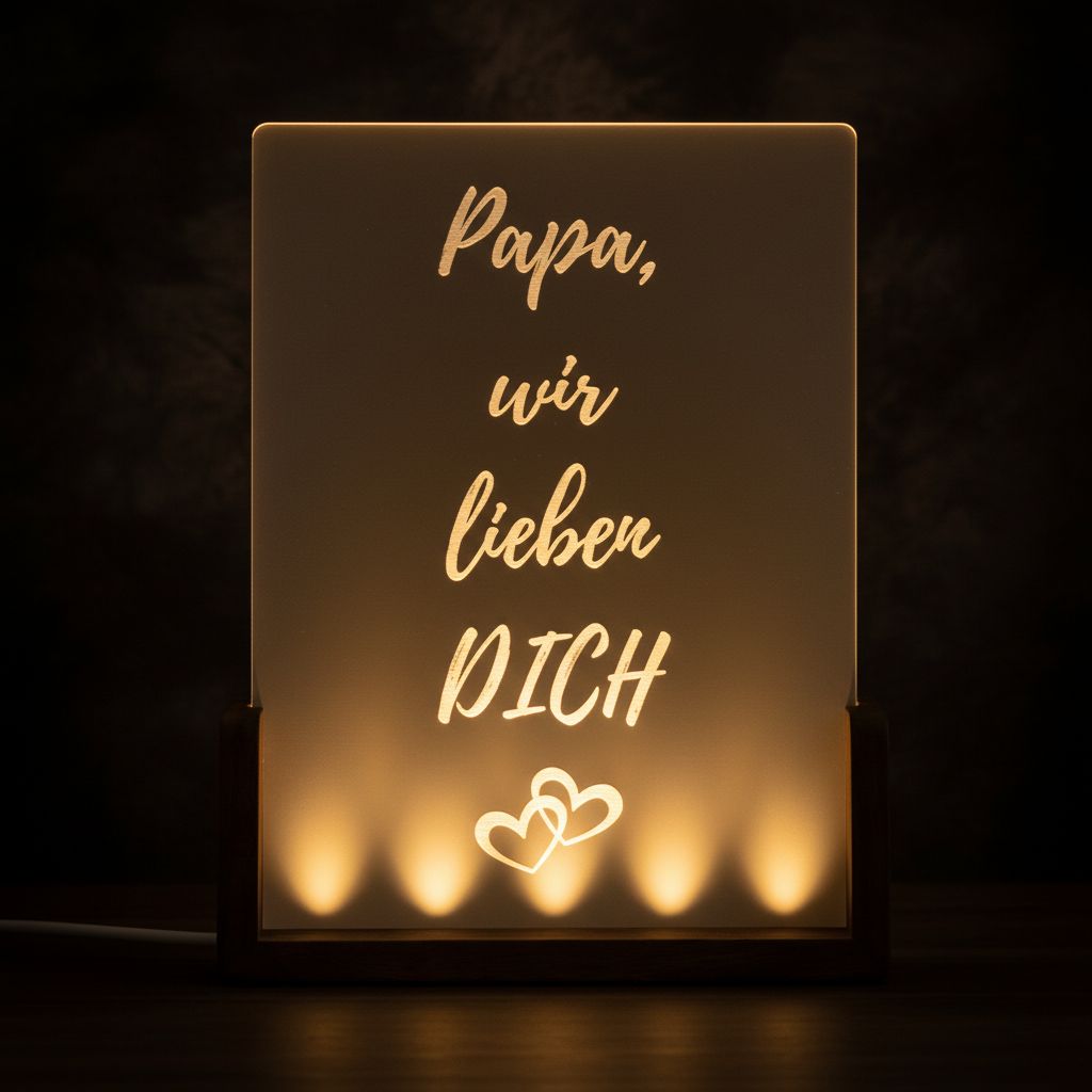 Papa, wir lieben dich – LED Acryl Aufsteller | Vatertag Geschenk für Papa