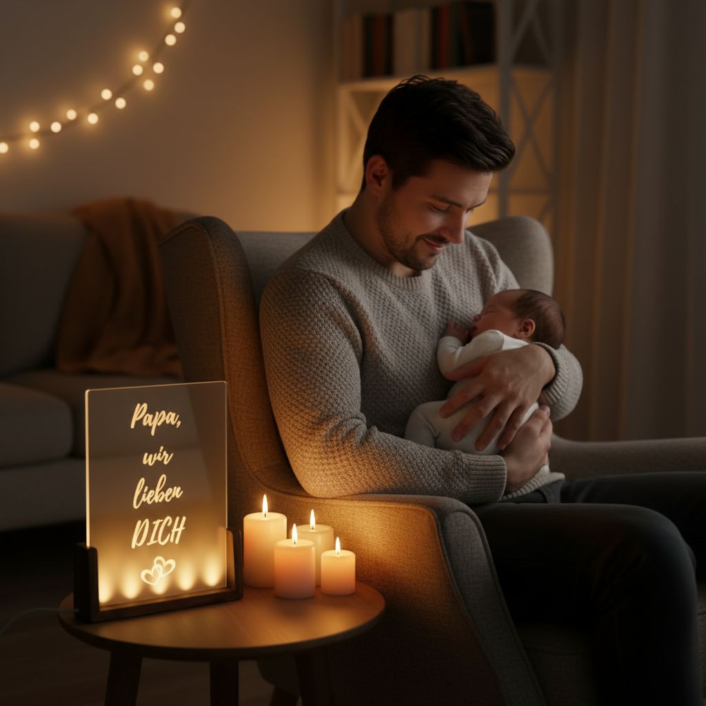 Papa, wir lieben dich – LED Acryl Aufsteller | Vatertag Geschenk für Papa