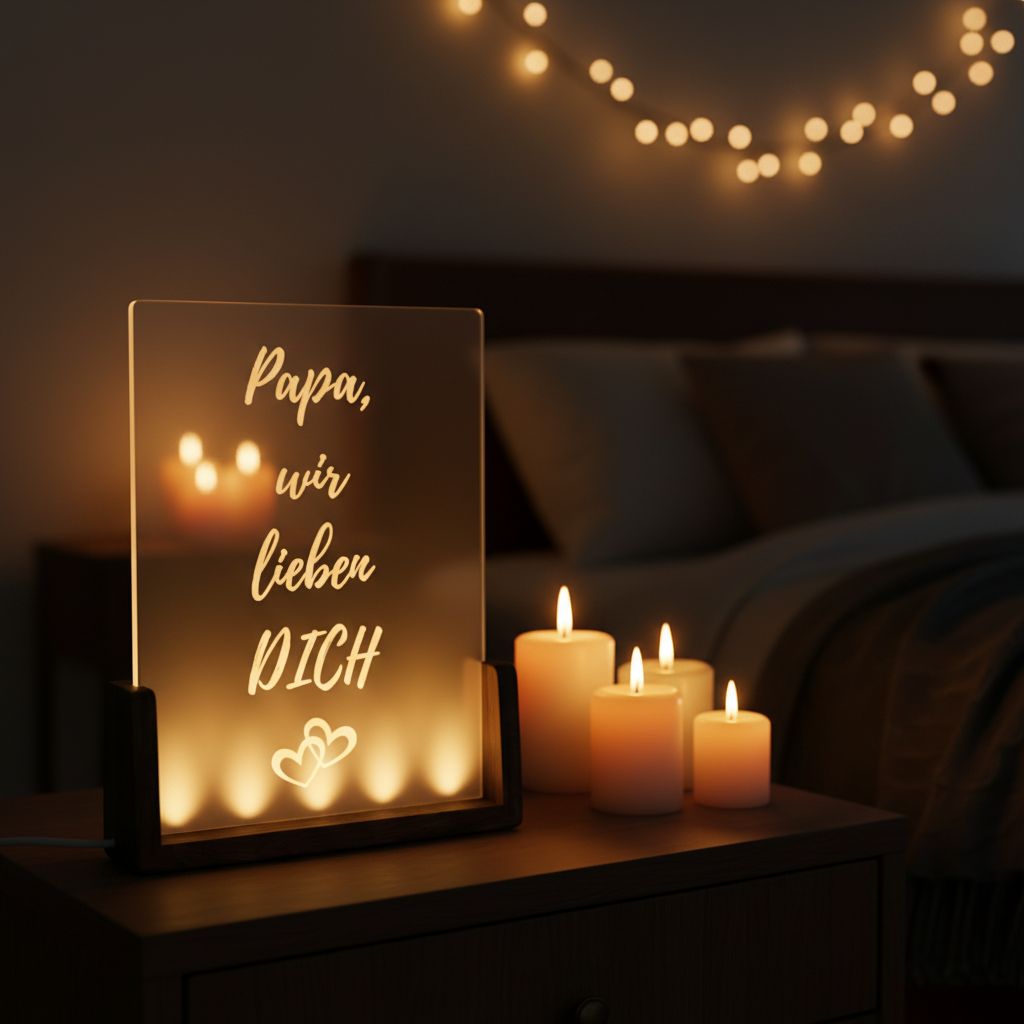Papa, wir lieben dich – LED Acryl Aufsteller | Vatertag Geschenk für Papa